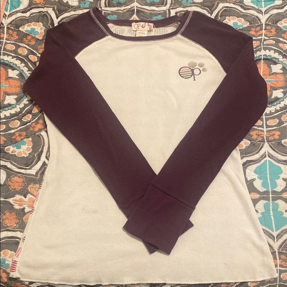 Purple and Cream Long Sleeve Shirt